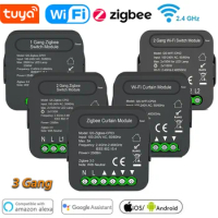 QS-Zigbee/Wifi-CP03 Tuya ZigBee/WiFi Curtain Switch Module for Roller Shutter Blinds Motor Smart Home Google Home Alexa Control