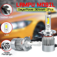 Lampu LED Mobil Headlight Socket H4 Cahaya Terang Putih 12-24 Volt Lampu Depan (2 PCS) - C6