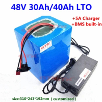 GTK LTO 48V 30AH 40ah Lithium titanate battery with BMS 20S for 2400W 3000W 48V electric bicycle scooter+54.6V 5Acharger