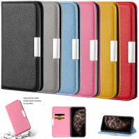 100pcs Litchi Pattern Capa Flip Leather Case For iPhone 12 11 XS Pro Max XR X 6 6S 7 8 Plus SE Leather Phone Bags Wallet Cover