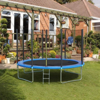 12FT Round Trampoline with Safety Enclosure Net &amp; Ladder, Spring Cover Padding