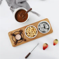 Fondue Pot Set Porcelain Tealight Chocolate Fondue with Dipping Bowls and Forks, Cheese Fondue or Butter Warmer