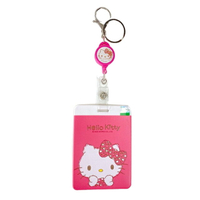 小禮堂 Hello Kitty 皮質伸縮票卡夾 (粉豹紋款)