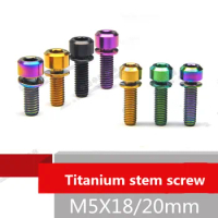 6 pcs Bicycle headset stem screw titanium M5x18/20mm ultra light anti-embroidering screw stem fixed titanium bolt