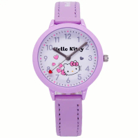 【HELLO KITTY】Hello Kitty 可愛俏皮惹人愛時尚造型腕錶-淺紫色-KT072LVWV
