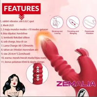 Alat pijat wanita tongue licking dan thrusting massager telescopic vibratorr wanita maju mundur