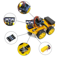 10set/lot LAFVIN Smart Robot Car Kit include R3 board, Ultrasonic Sensor, Bluetooth Module for Arduino for UNO with Tutorial