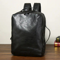 2022 New Genuine Leather Men's Backpack Vintage Cowhide Travel Backpack Personalized Trendy Men's Backpack Computer Bag