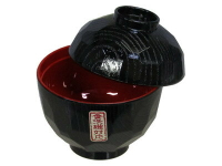 大賀屋 日本製 漆器碗 湯蓋碗 小碗 餐具 器皿 餐廚 湯碗 蓋子 日式 黑內朱漆碗 龜甲碗 防摔碗 J00013279