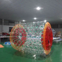 Free Shipping 2.4x2.2m Large Inflatable Hamster Ball Rotary Drum Ball Wheel Water Roller For Summer Running Roller With a Pump