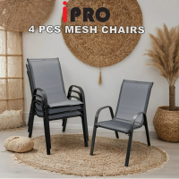 IPRO 2 pcs Outdoor Chair Kerusi Rotan Balcony Garden Chair Kerusi Taman Santai Outdoor Textilene Mes