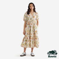 Roots 女裝- FLORAL府綢平織洋裝-拼色