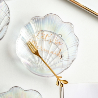 創意玻璃小碟子扇貝殼造型蘸料碟收拾收納碟水果碟客廳裝飾小擺件