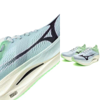 【MIZUNO 美津濃】WAVE REBELLION PRO LOW 男款 路跑鞋(U1GD254001 藍綠漸層 碳纖維波浪片 競速 馬拉松)