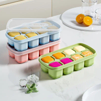 Compact ice cube tray, home ice cube box with lid, small soft-lined ice cube box, eight-compartment