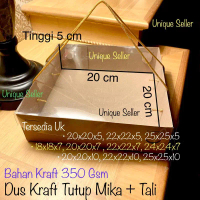[Isi10] Dus KRAFT Tali Uk 20x20x5 Tutup Mika 350 gsm / Dus Box Kotak Nasi KRAFT 20x20x5 Tutup FULL M