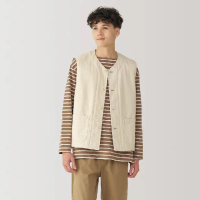 【MUJI 無印良品】男吉貝木棉混人字紋鋪棉背心(共2色)