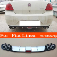 Linea ABS Plastic Silver / Black Car Rear Bumper Rear Diffuser Spoiler Lip for Fiat Linea