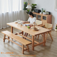 全實木餐桌椅組合 長條 餐廳大闆餐桌●江楓雜貨鋪