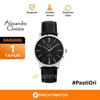 Jam Tangan Pria Alexandre Christie Primo Steel AC 1028 MD LSSBA Men Black Dial Black Leather Strap M