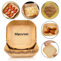 50/100pcsAir Fryer Disposable Paper Parchment Wood Pulp Steamer Cheesecake Air Fryer Accessories Baking Paper For Air Fryer