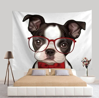 卡通動物床頭墻壁裝飾壁面掛布桌布可愛狗狗掛毯隔斷掛簾ins背景