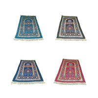 Q1JB Muslims Carpet Blanket Prayer Rugs with Tassels Islamic Mat 70x110cm Portable Lap Rugs Flower Pattern Kneeling Carpet