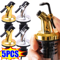 5/1PCS Oil Bottle Stopper Cap Sauce Nozzle Dispenser Sprayer Lock Wine Pourer Liquor Leak-Proof Plug Bottle Stopper Kitchen Tool