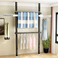 Indomitable Clothes Hanger Floor-to-ceiling Room Built-in Rack Cloakroom Hanging Hanger Coat Rack Simple Wardrobe Drying Rack