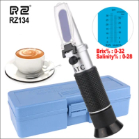 RZ Refractometer Sugar Meter Salinity Nacl Tester Portable Saccharimeter Brix 0-32% Salinity 0-28% Handheld Hydrometer