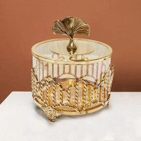 Toples Gold Toples Kaca Guci penyimpanan kaca bening rumah meja kopi meja permen meja atas kotak pen