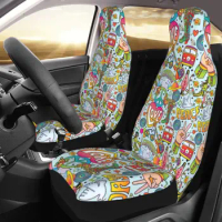 HIPPIE VAN,Peace &amp; Love Car Seat Cover Custom Printing Universal Front Protector Accessories Cushion Set