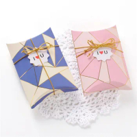 20pcs Paper Pillow Boxes Blue Pink Gift Box Kraft Stroage Box Paper Packing boxes For Jewelry Crafts Handmade Soap