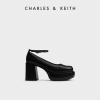 CHARLES&amp;KEITH23 winter new CK1-60920355 vintage wrist strap chunky heel shoes