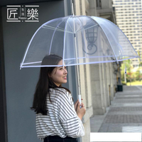 雨傘 長柄傘長桿透明傘歐美小清新透明雨傘抗風拱形蘑菇傘手動加厚雨傘 生活主義