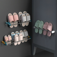 浴室拖鞋架壁掛式瀝水架衛生間免打孔鞋架置物架多功能收納神器