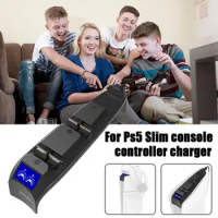 Controller Charger For PS5 Slim Games Console Dual Port Vertical Charging Adapter with LED Light For Playstation 5 Controller