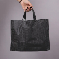 45x35cm Large And High Quality Plastic Clothing Bag With Handle,Thick Black Plastic Shopping Gift Bag Big