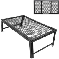 Folding Barbeque Net Table Portable Iron BBQ Grill Tables Mesh Grill Stand for Camping Picnic Mini Desk