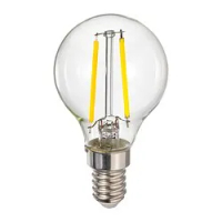 lampu LED E14 260 lumen, dapat diredupkan/bulat kaca bening, 45 mm