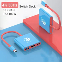 For Switch Dock 4K HDMI USB 3.0 Hub Adapter USB C Splitter TV Portable Docking Station for Nintendo Laptops PC iPad MacBook Air