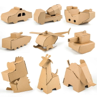 紙箱汽車坦克手工制作材料diy幼兒園紙盒板玩具創意恐龍警車作品