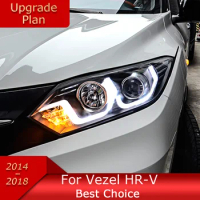 Car Lights For Honda HRV HR-V Vezel 2015-2018 LED Auto Headlight Assembly Upgrade Angel Eye Design Signal Lamp Tool Accessories