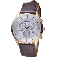 CITIZEN 星辰 經典紳士光動能腕錶(AT2362-02A)-玫瑰金框/40mm