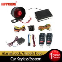 Hippcron Car Alarm Vehicle System 1-Way Universal Protection Security System Keyless Entry Siren + 2 Remote Control Burglar
