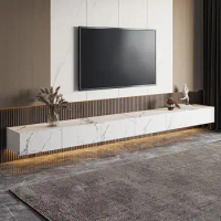 Floating TV Stand, Sintentered Stone Wall-mounted TV Console with Drawers Storage, Flip-down Door, Full Assembled Modern White