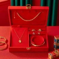 DEWEKA KOTAK TEMPAT PERHIASAN SET SANGJIT BELUDRU NAGA PHOENIX MERAG MEWAH KALUNG GELANG CINCIN