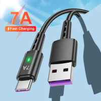 7A USB Type C Cable For Realme Huawei P30 Pro 66W Fast Charging Wire USB-C Charger Data Cord For Samsung Xiaomi Oneplus Poco F3