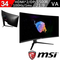 【MSI 微星】Optix MAG342CQRV 34型 FHD無邊框電競曲面顯示器