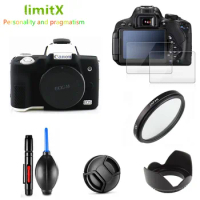 Silicone Case Cover Camera Bag UV Filter Lens Hood Cap Cleaning Pen 2x Screen Protector For Canon EOS M50 Mark II EF-M 15-45mm